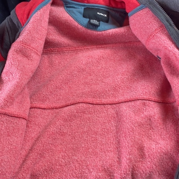 Hurley Full Zip Hoodie Sweatshirt Red Gray Jacket Boys L - Picture 7 of 7